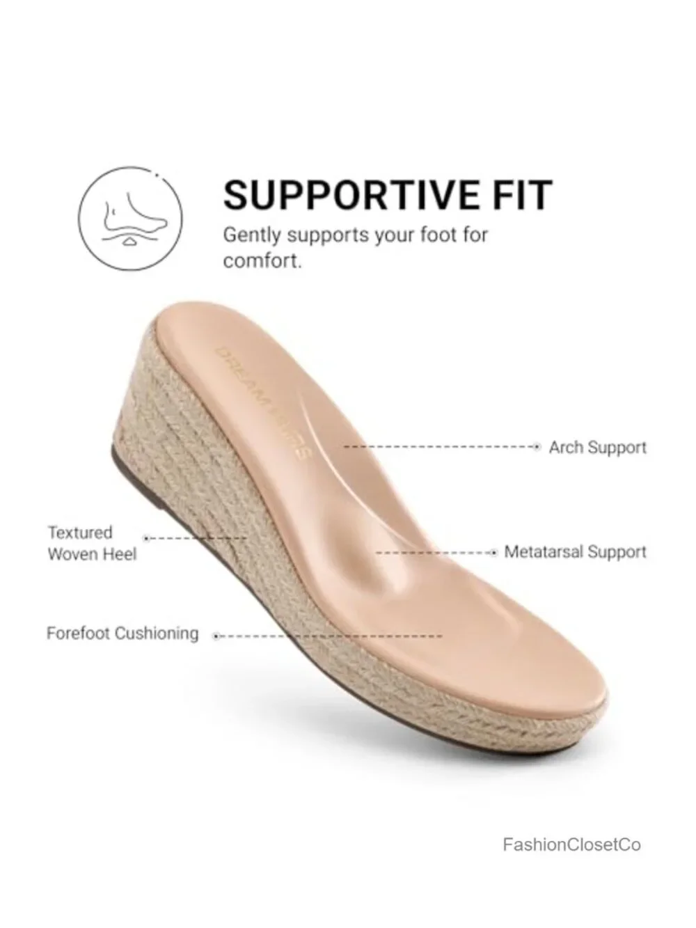 Womens Espadrilles Platform Wedge Sandals Arch Support Slip-Resistant TPR